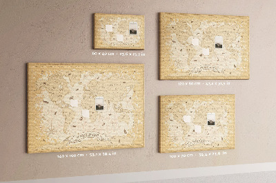 Decorative corkboard Vintage world map