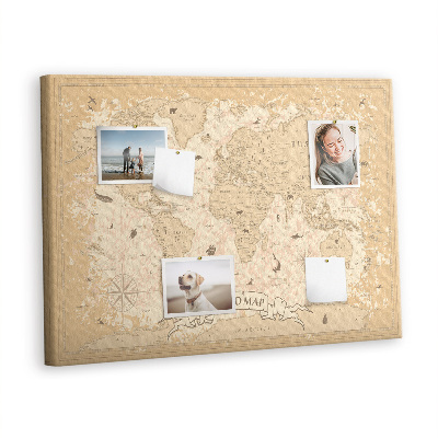 Decorative corkboard Vintage world map