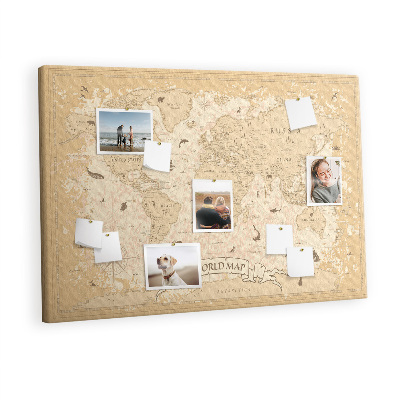 Decorative corkboard Vintage world map