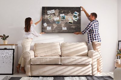 Cork board Map on old wood