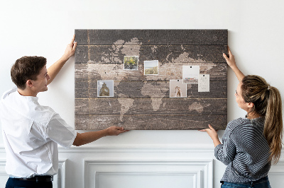 Cork board Map on old wood