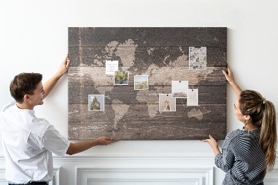 Cork board Map on old wood