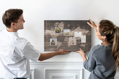 Cork board Map on old wood