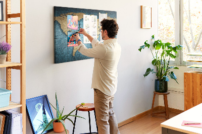 Cork board 3D map of world