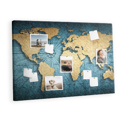 Cork board 3D map of world