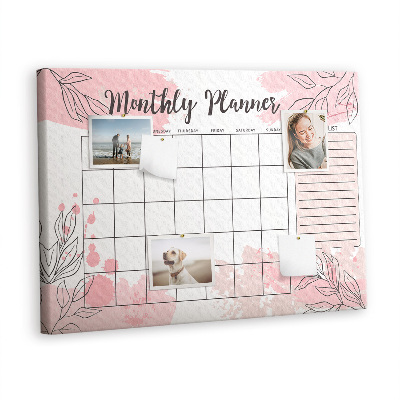 Cork board Pink monthly planner