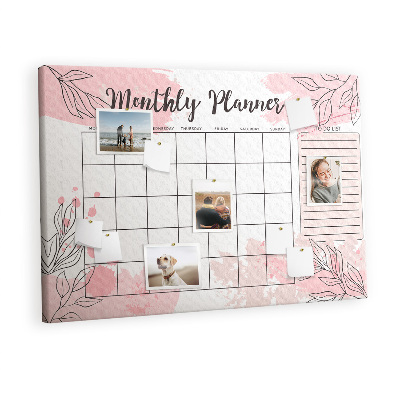 Cork board Pink monthly planner