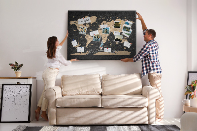 Pin board Vintage world map