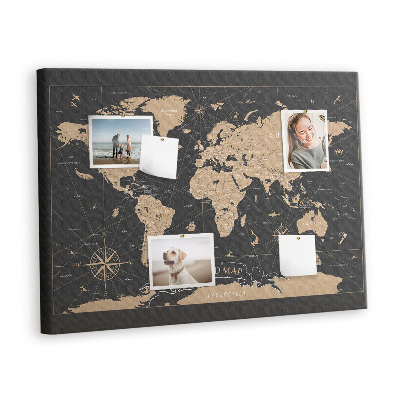 Pin board Vintage world map