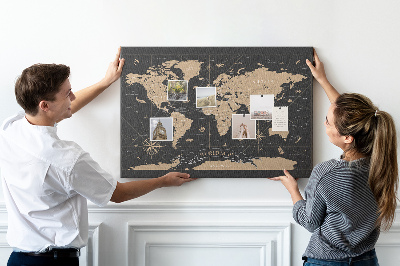 Pin board Vintage world map