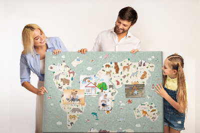 Pin board Animals world map