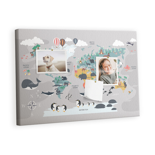 Pin board Cartoon animals map