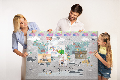 Pin board Cartoon animals map