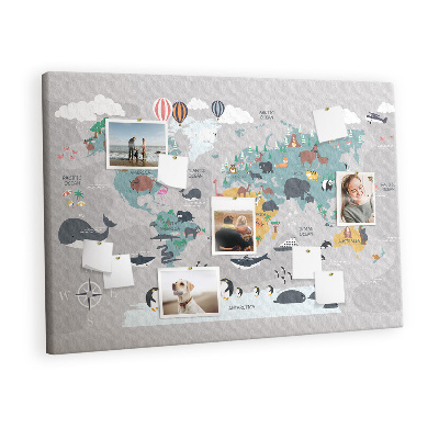 Pin board Cartoon animals map