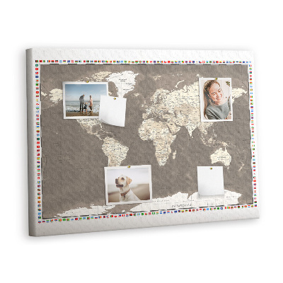 Pin board Brown world map