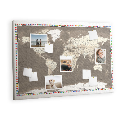 Pin board Brown world map