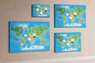 Decorative corkboard Cartoon world map