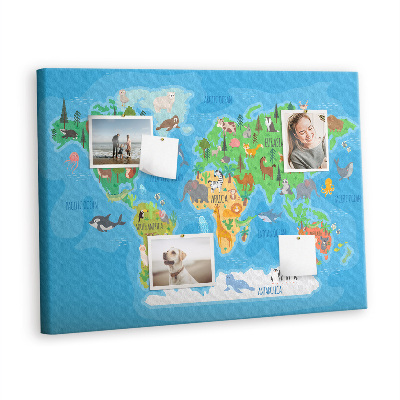 Decorative corkboard Cartoon world map