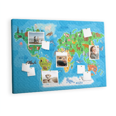 Decorative corkboard Cartoon world map