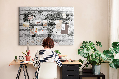 Decorative corkboard Grey wall with world