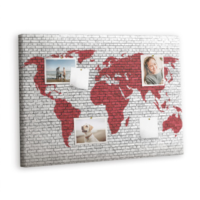 Decorative corkboard Grey wall with world