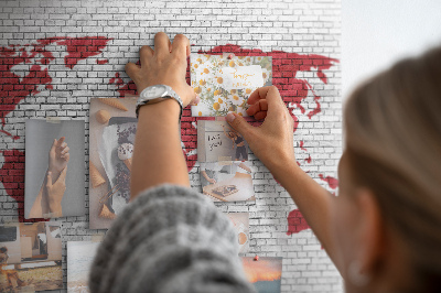 Decorative corkboard Grey wall with world