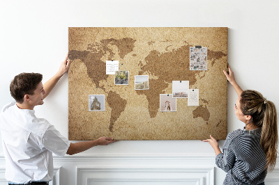 Memo cork board Old-style map