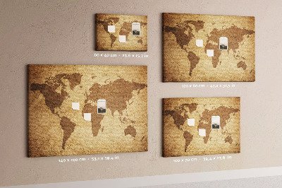 Memo cork board Old-style map