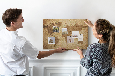 Memo cork board Old-style map