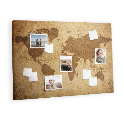 Memo cork board Old-style map