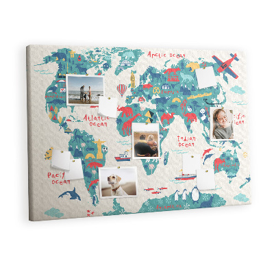 Memo cork board Map with pictures