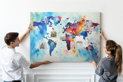 Decorative corkboard Painted map