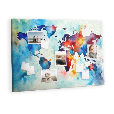 Decorative corkboard Painted map