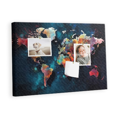 Decorative corkboard Abstract world map