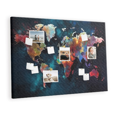 Decorative corkboard Abstract world map