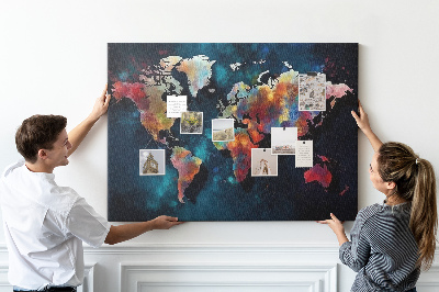 Decorative corkboard Abstract world map