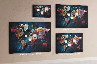 Decorative corkboard Abstract world map