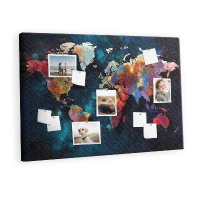 Decorative corkboard Abstract world map