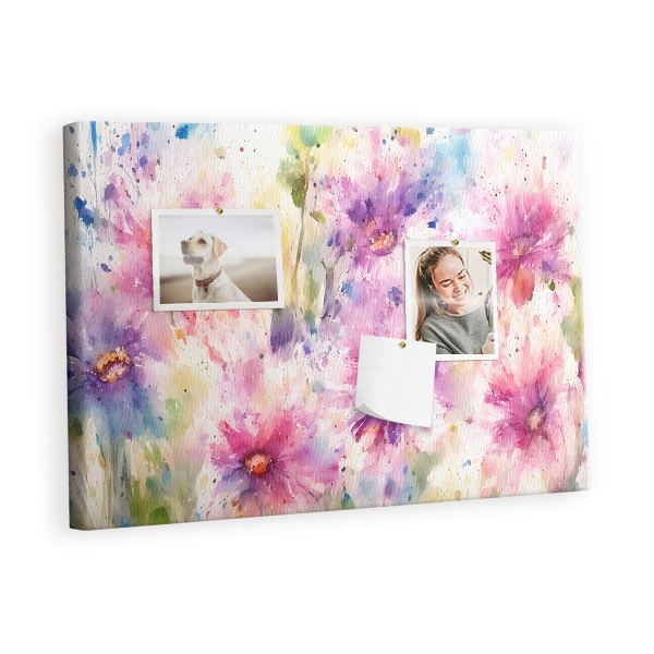 Memo cork board Watercolors flowers