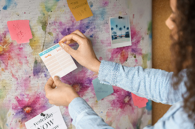 Memo cork board Watercolors flowers