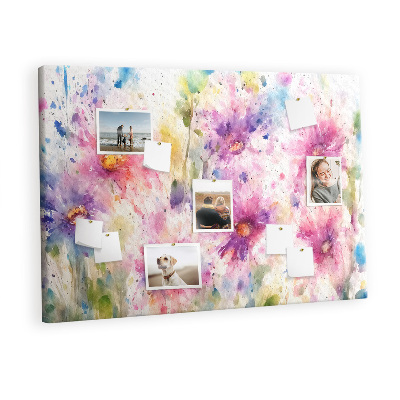 Memo cork board Watercolors flowers