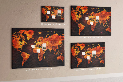 Memo cork board Map of the world