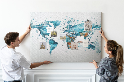 Memo cork board Water world map