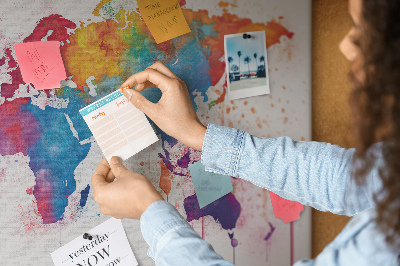 Memo cork board World map