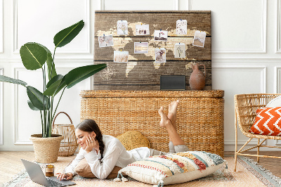 Cork board Map on old planks