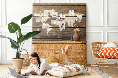 Cork board Map on old planks