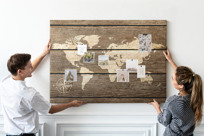 Cork board Map on old planks