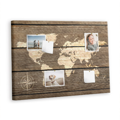 Cork board Map on old planks