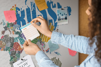 Cork board Text world map