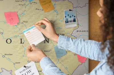 Cork board Political Poland map